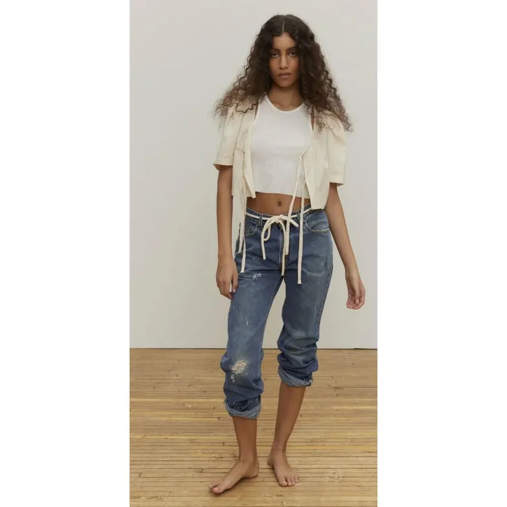 Urban Renewal Linen Blend Tie Front Blouse - Picture 7 of 8